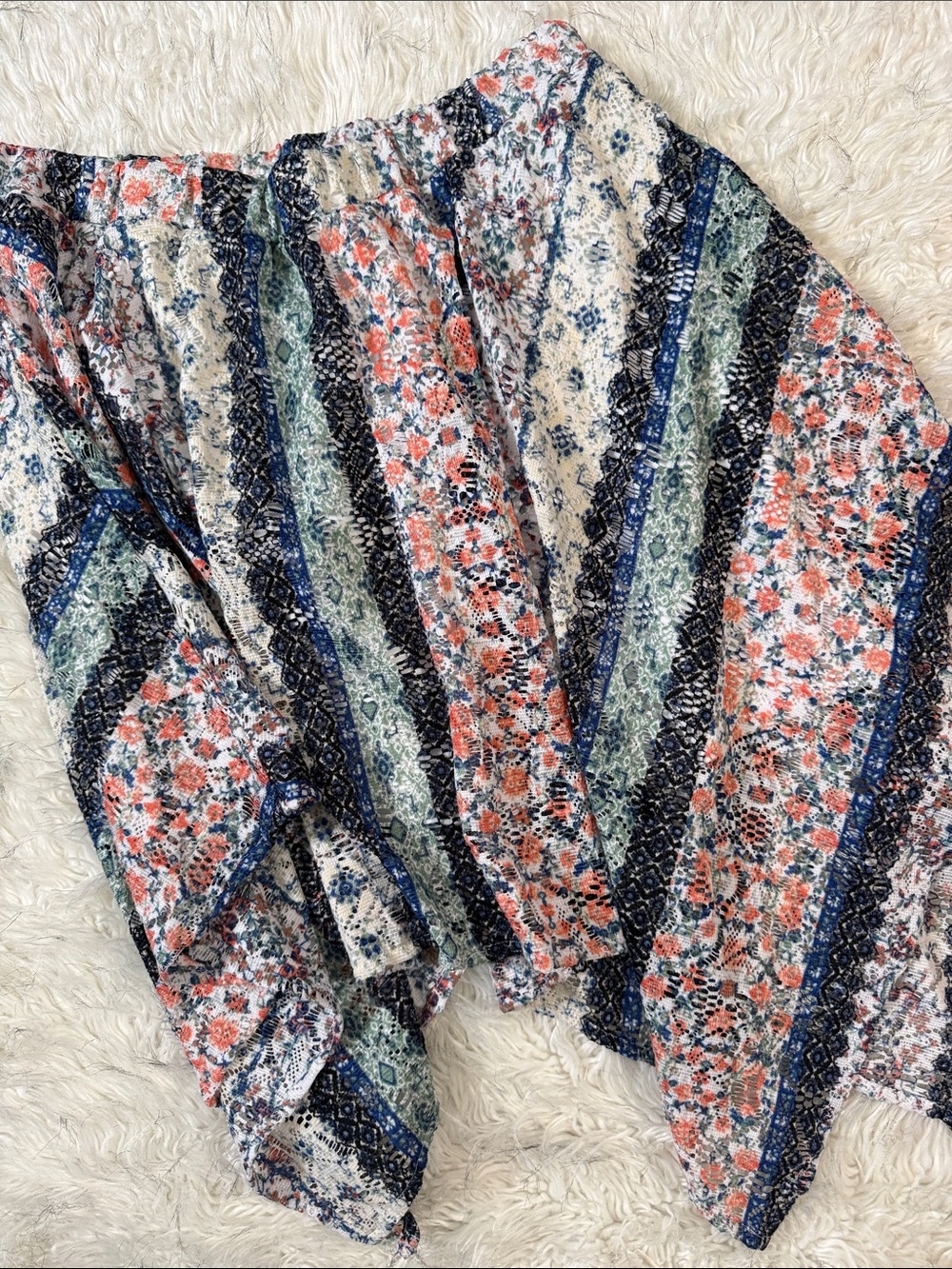 Joe Benbasset Multicolor Boho Stripe Floral Skirt